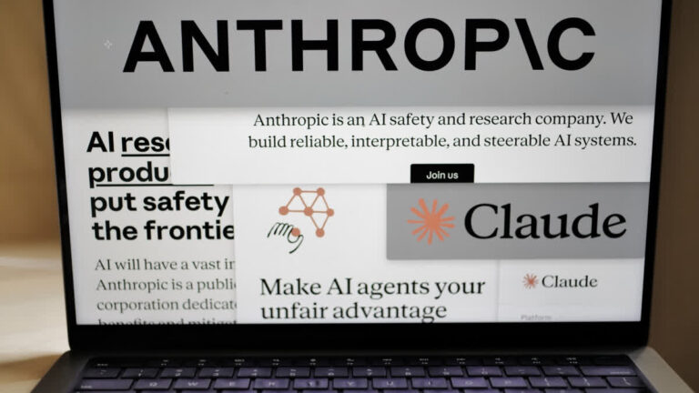 FILE – Pages from the Anthropic website and the company’s logos are displayed on a computer screen in New York, Feb. 26, 2026.